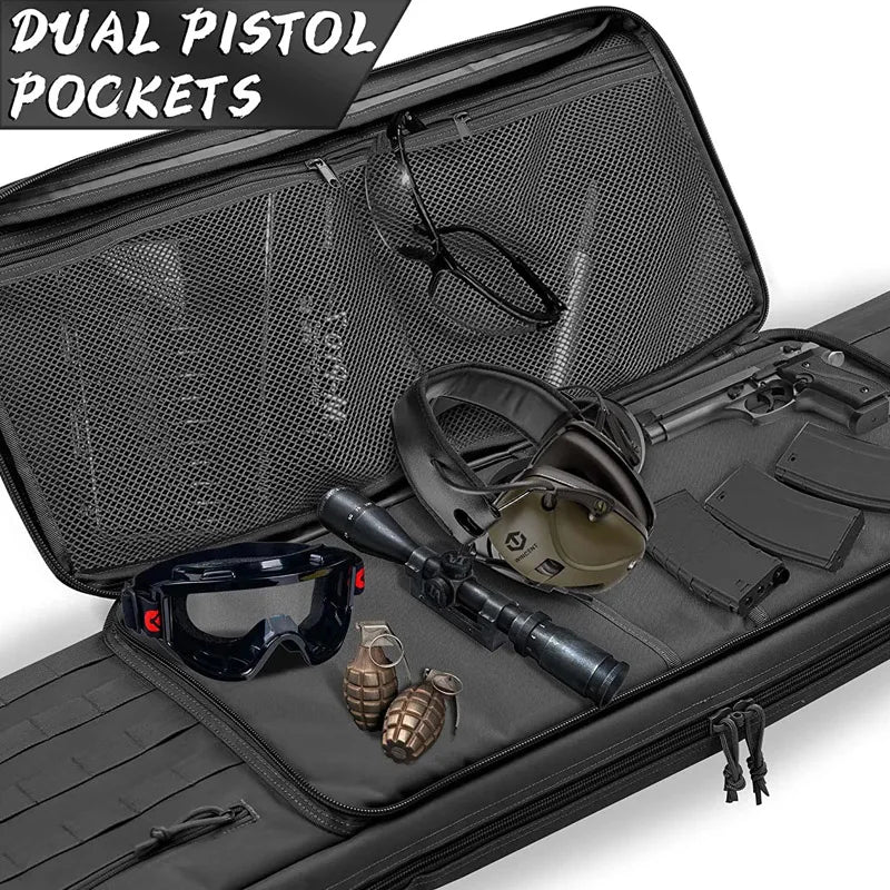 Tactical Rifle Case Backpack Waterproof Carbine Protect Rucksack 42 46inch Airsoft Portable Bags for Hunting Black