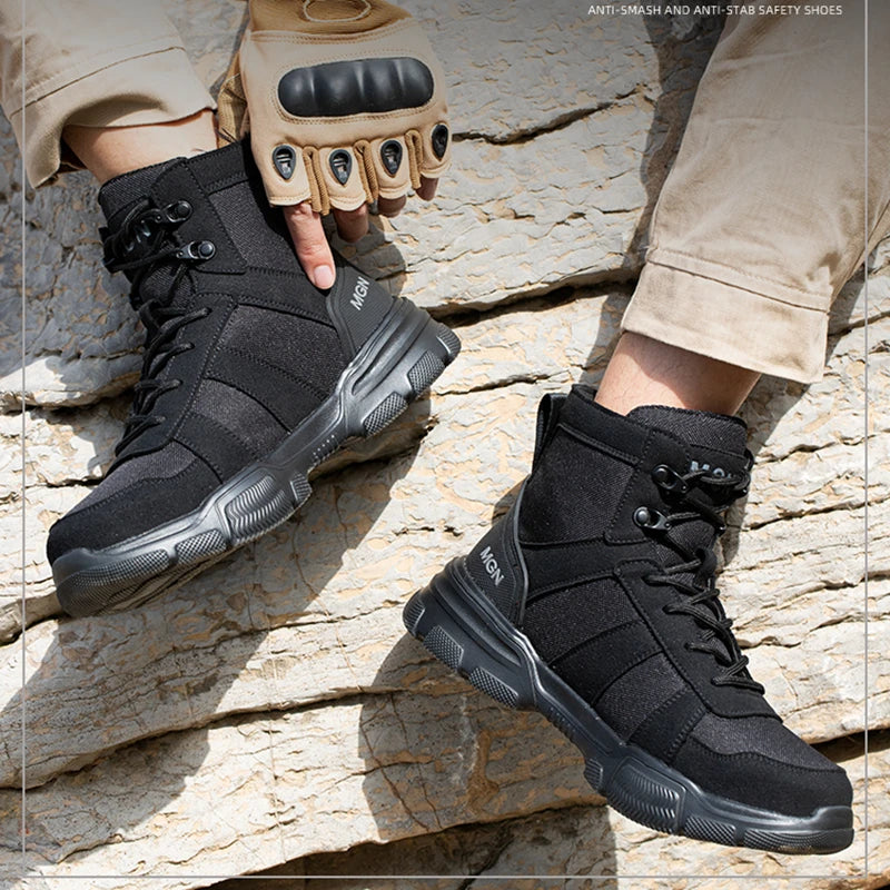 Camouflage Safety Shoes Men and Women Work Indestructible Shoes Climbing Steel Toe Protective Boots Anti-puncture  Safety Boots