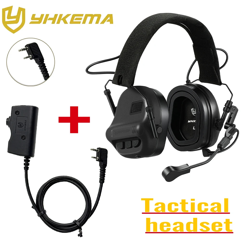 Tactical Shooting Earmuff Communication Headset for Hunting Noise Canceling Security Protection Headphones with PTT KEN  Adapter