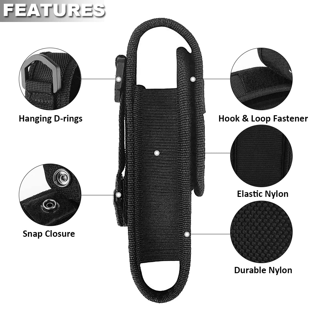 Tactical Flashlight Holster Outdoor Hunting Climbing Molle Pouch Men's Belt Bag LED Torch Case Edc Tool Holder Fanny Pack