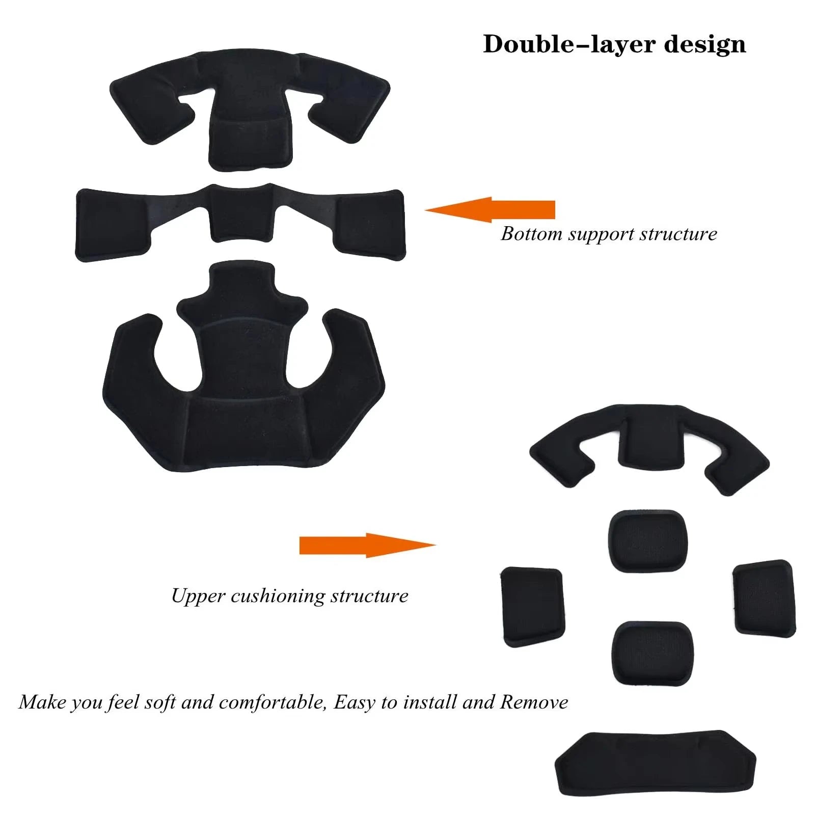 BOOIU Tactical Helmet Protective Pads Memory Foam Pad Buffer Head Pad for Airsoft CS Wendy Fast MICH Helmet Accessories