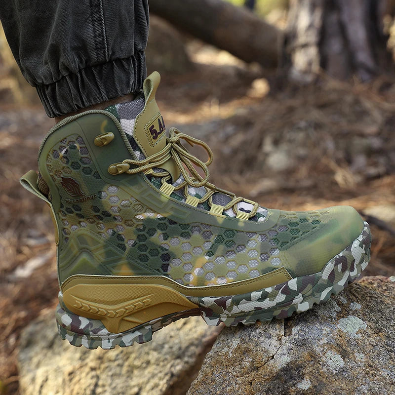 Men Hiking Shoes Waterproof Tactical Boots Leather Desert Combat Training Boots Outdoor Non-slip Male Trekking Hunting Shoes
