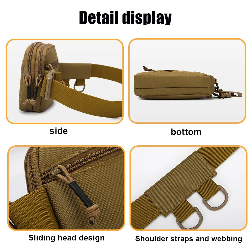 Tactical Molle Admin Pouch Utility EDC Organizer Bag Horizontal Modular Pouch Hunting Fanny Pack Adjustable Crossbody Sling Bag