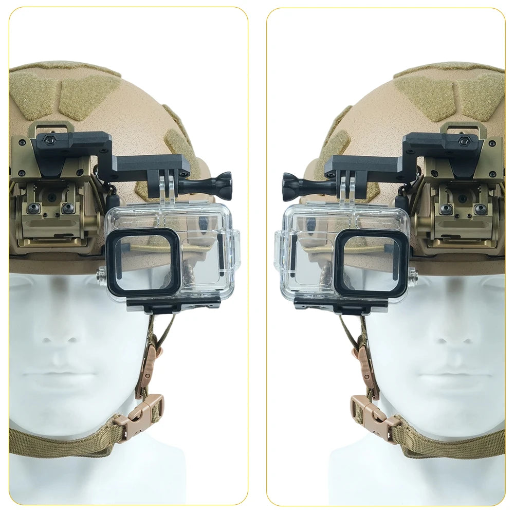 BOOIU Tactical Helmet NVG Camera Mount Z Shape Offset Bracket Compatible with GoPro Hunting Shooting Outdoor Helmet Accessories