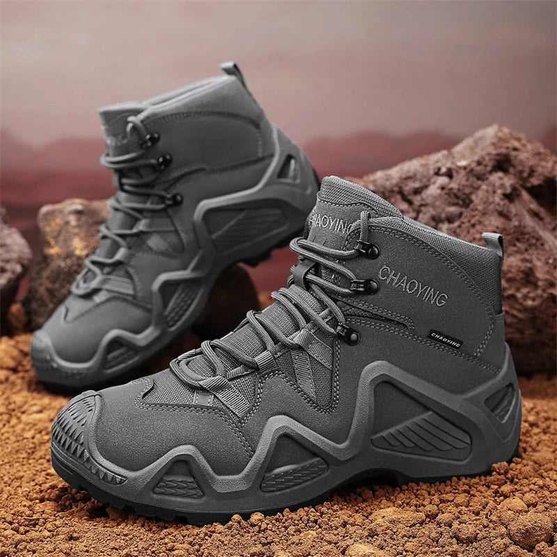 Mens Hiking Boots Outdoor Mountain Desert Walking Non Slip Stability Grip Autumn Winter Outdoor Sports High Top Boots for Man