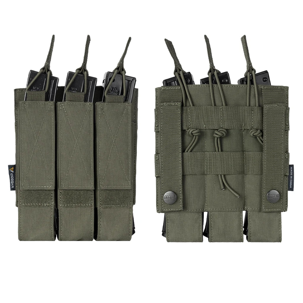 IDOGEAR Tactical Triple Magazine Pouch Mag Carrier MOLLE for Submachine Open Top  Mag Holder  3576
