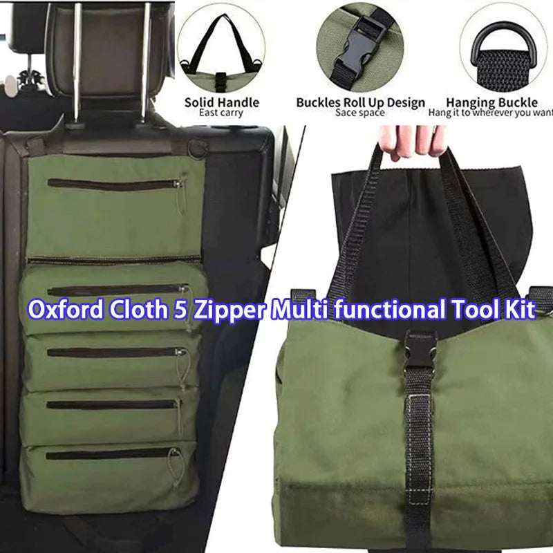 Multi Functional Tool Kit - Oxford 5 Zippers - Mechanical, Electrical, Woodworking Hardware Tools Classification Bag