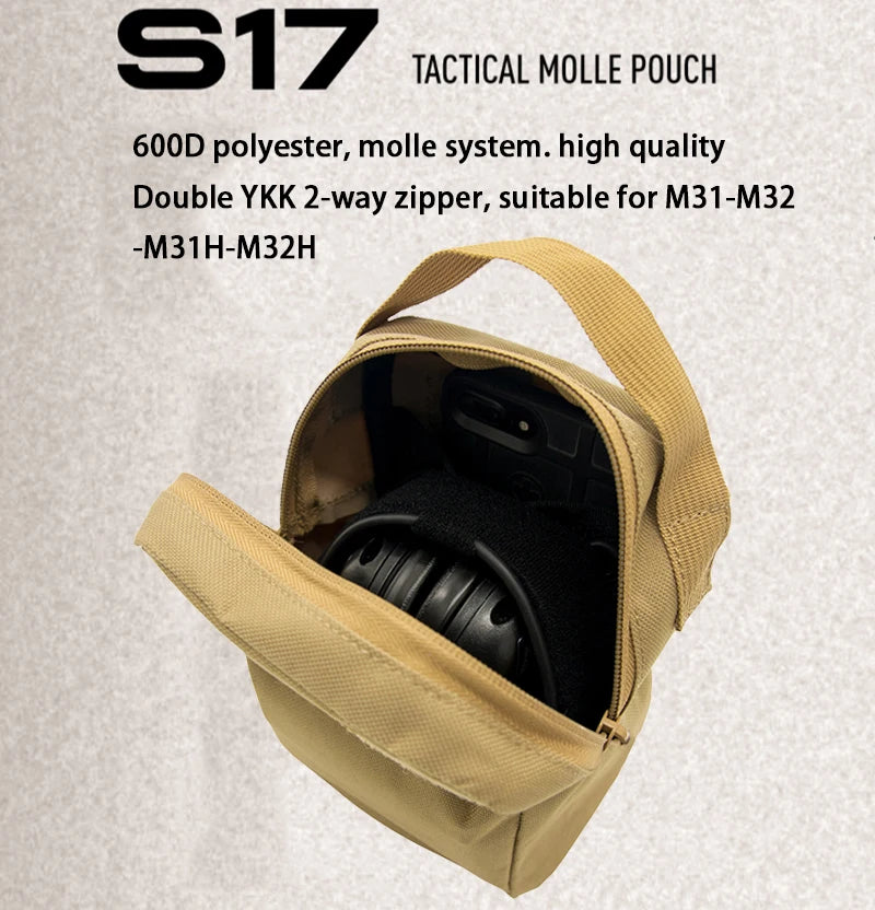 EARMOR Molle Bag Box to Store Tactical Multi-Function Carry, Suitable for Earmuffs M31 M32 M31H M32H Headphones