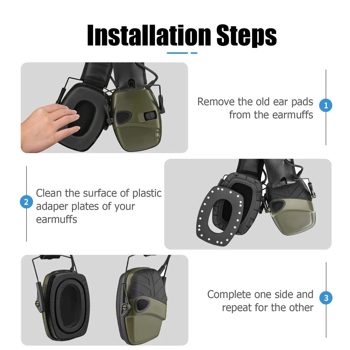 Gel Replacement Ear Pads for 3M Peltor/Howard Leight/Wk Hearing Protection Headset Anti-noise Shooting Earmuff