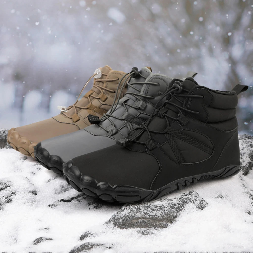 Winter Snow Boots Winter Jogging Sneakers Non Slip Casual Barefoot Shoes Waterproof High Top for Outdoor Travel