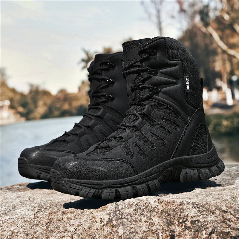 Big Size 39-47 Desert Tactical Mens Boots Waterproof Hiking Shoes Wear-resistant Anti Slip Outdoor Field Training Hunting Boots