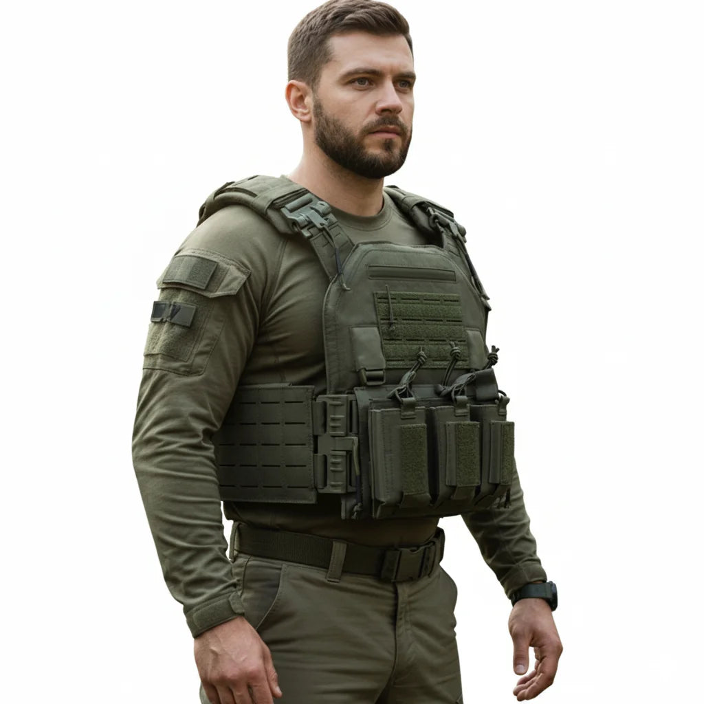 Tactical vest, quick disassembly twin-pack, lightweight laser-cut outdoor hunting-style black outdoor equipment vest, of high qu