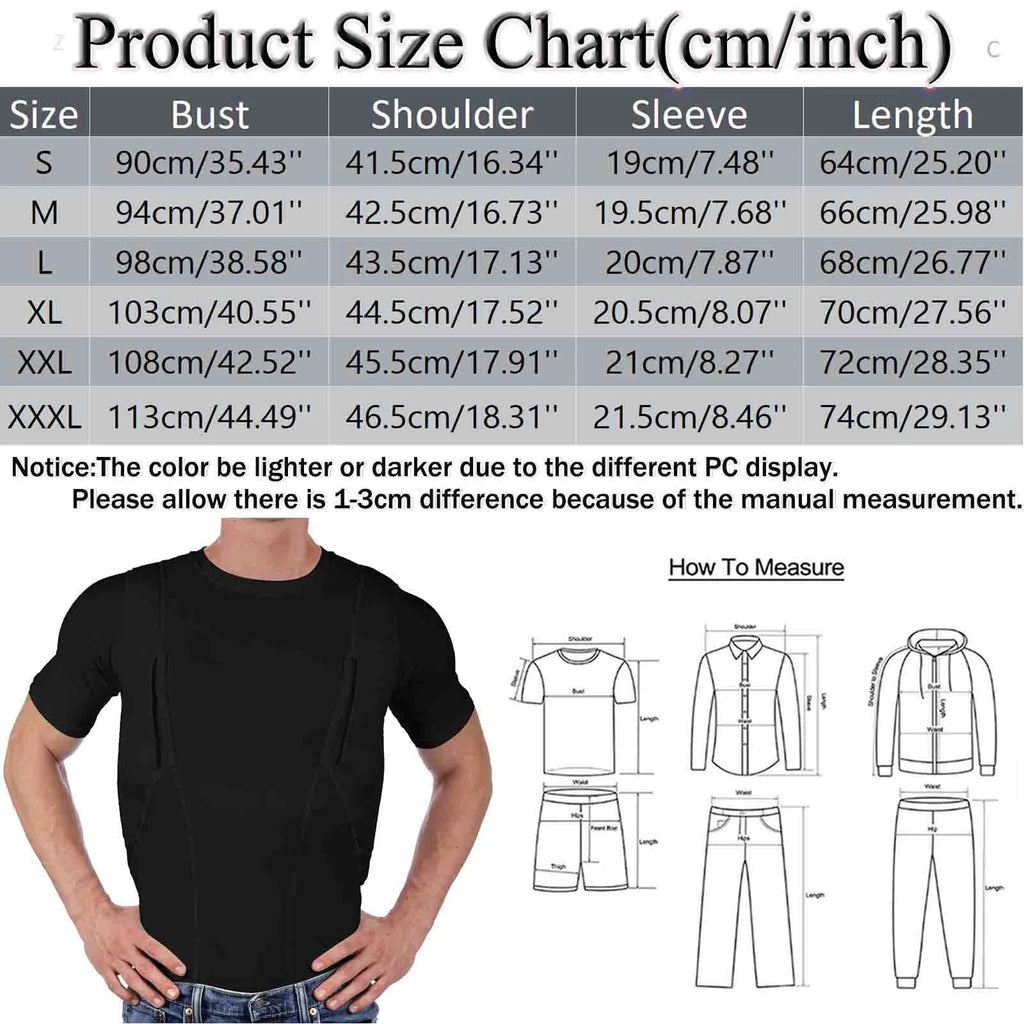 Tactical Holster Concealed Carry T-Shirt Double Pistol Clothes Left Right Hand Invisible Carry for Men Women Daily Hidden Wear