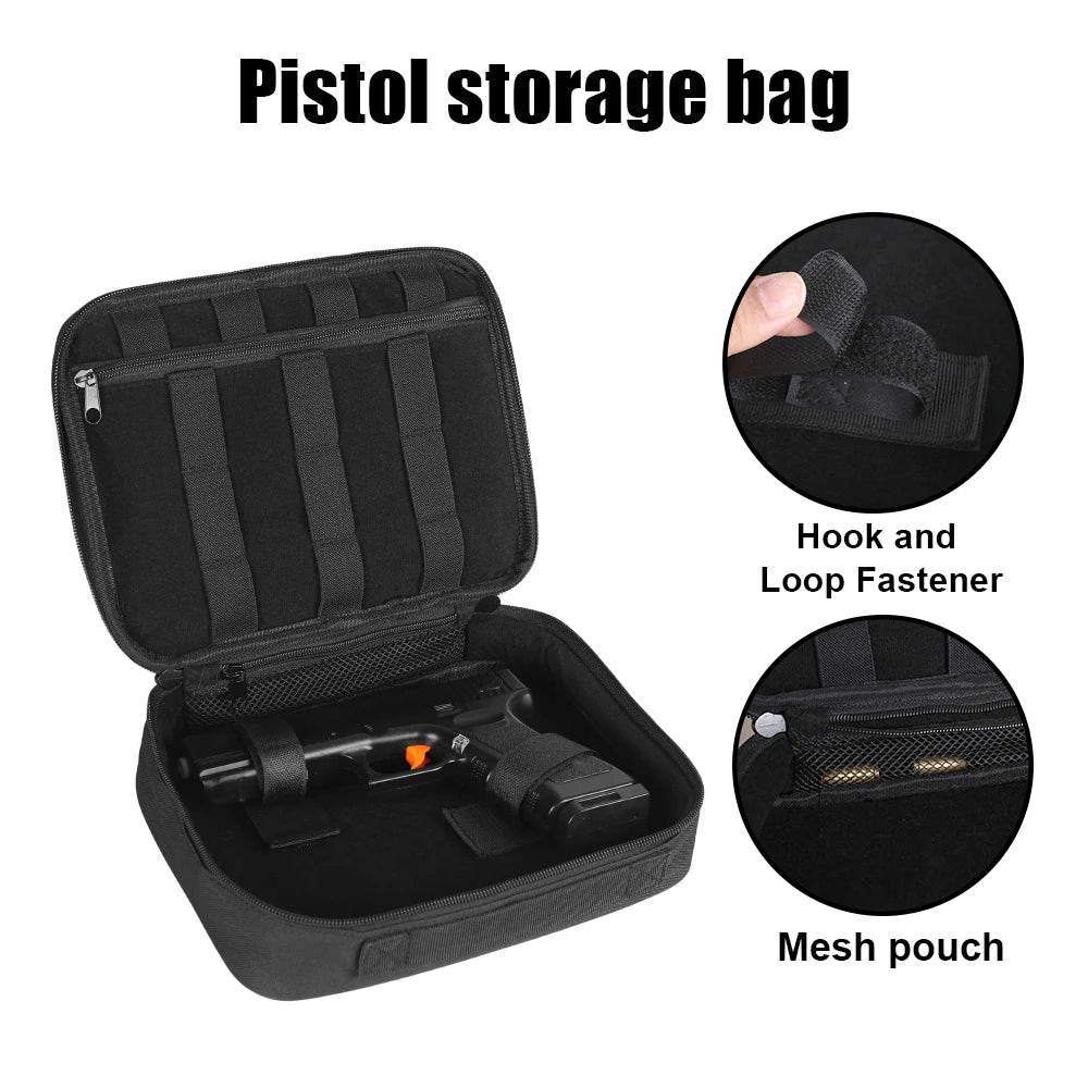 Tactical Pistol Range Bag with Holster Gun Transport Case Concealed Carry Handgun Pouch Portable Universal Gun Carrier Bag