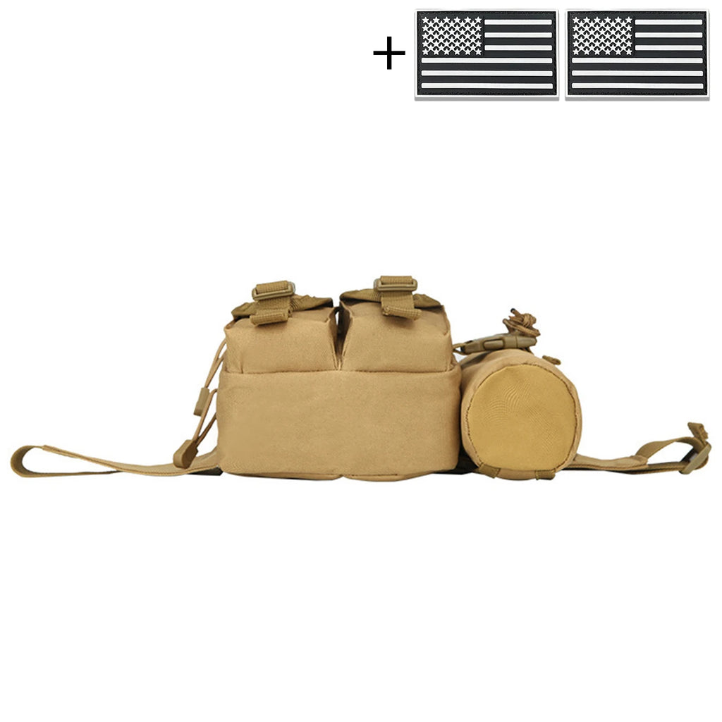 Comes with a multi-functional water bottle bag for practical fishing, hiking, and hunting. Comes with 2 badges as a gift