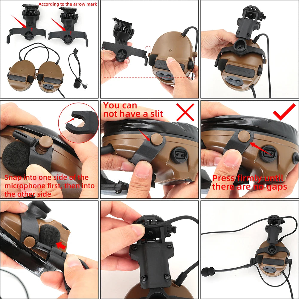 TS TAC-SKY Tactical Headset Set With ARC Rail Adapter And Removable Headband For Hearing Protection Hunting Shooting