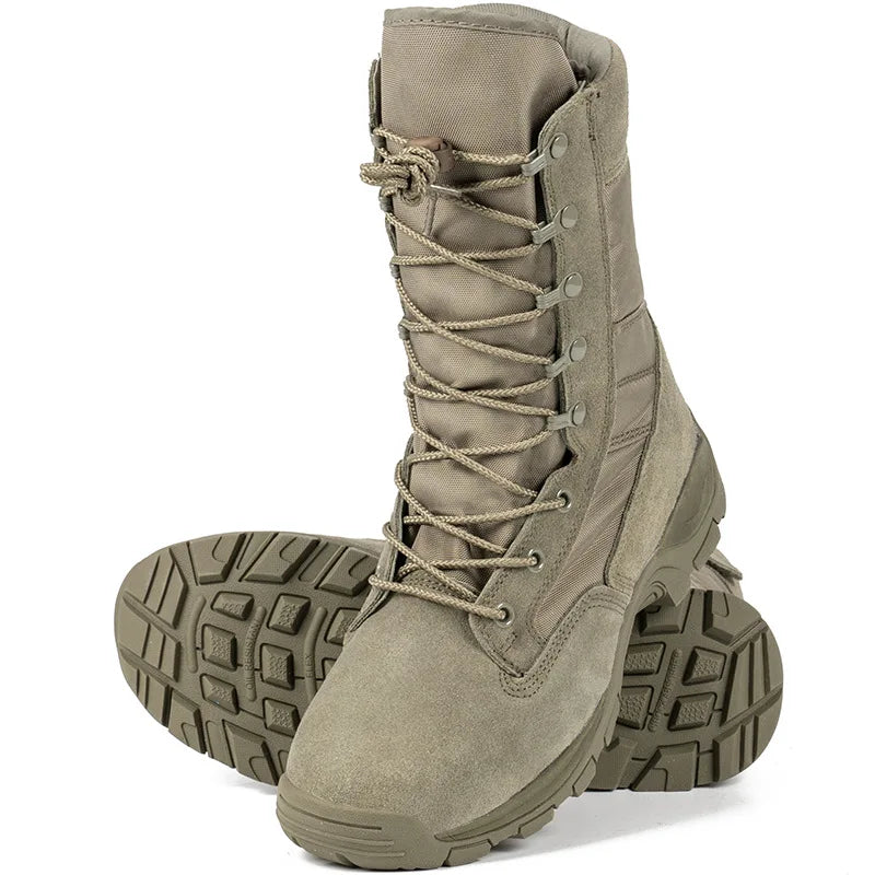 Lynjacye New Men's Women's Gray Green ZS High Top Combat Boots Desert Boots Lightweight Outdoor Hiking Boots