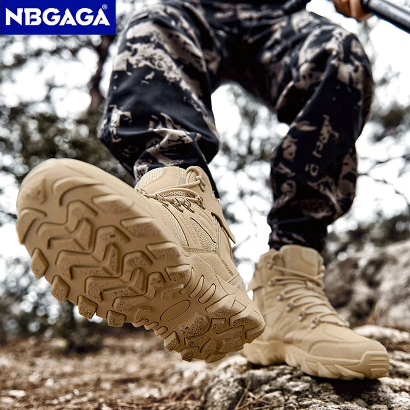 Men's Tactical Hiking Boots, Plus Size Anti-wear Rapid Response Outdoor Combat Training Boots for Hunting Fishing