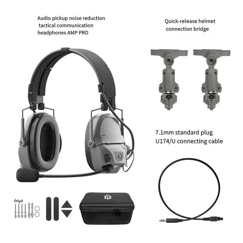 Professional-grade AMP PRO Microphone Pickup Noise Reduction Communication Tactical Headset Head-mounted Helmet-style IPSC Shoot