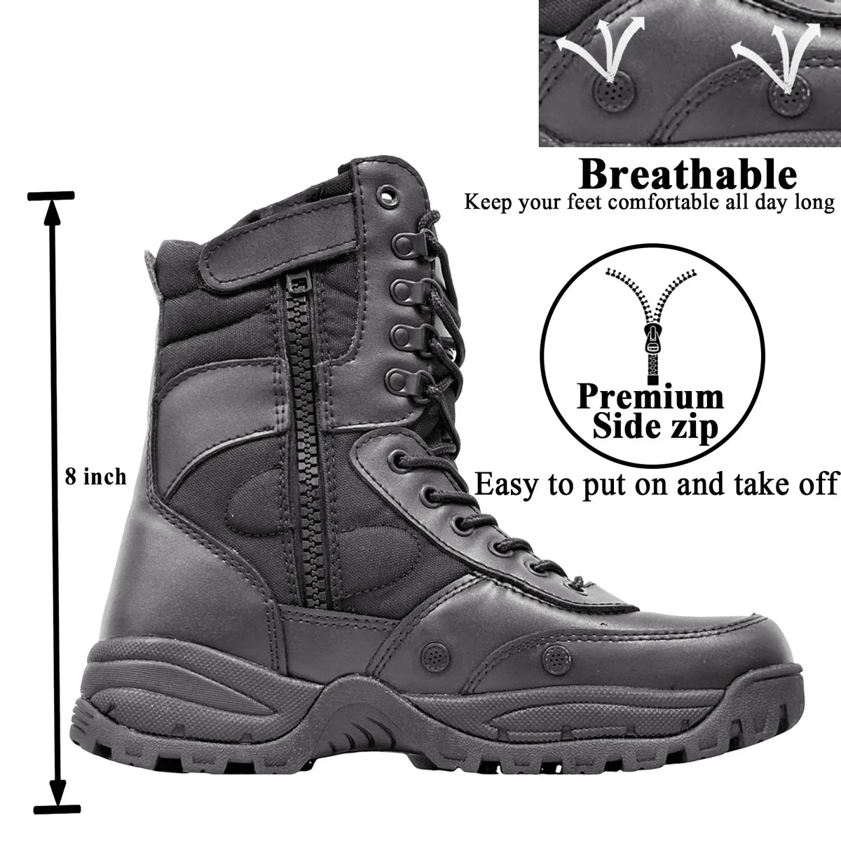 LAHORS® Brand Lightweight Cowhide Leather Tactical Boots Men's Boots Desert Combat Boots Outdoor Hiking Boots Ankle Shoes Men