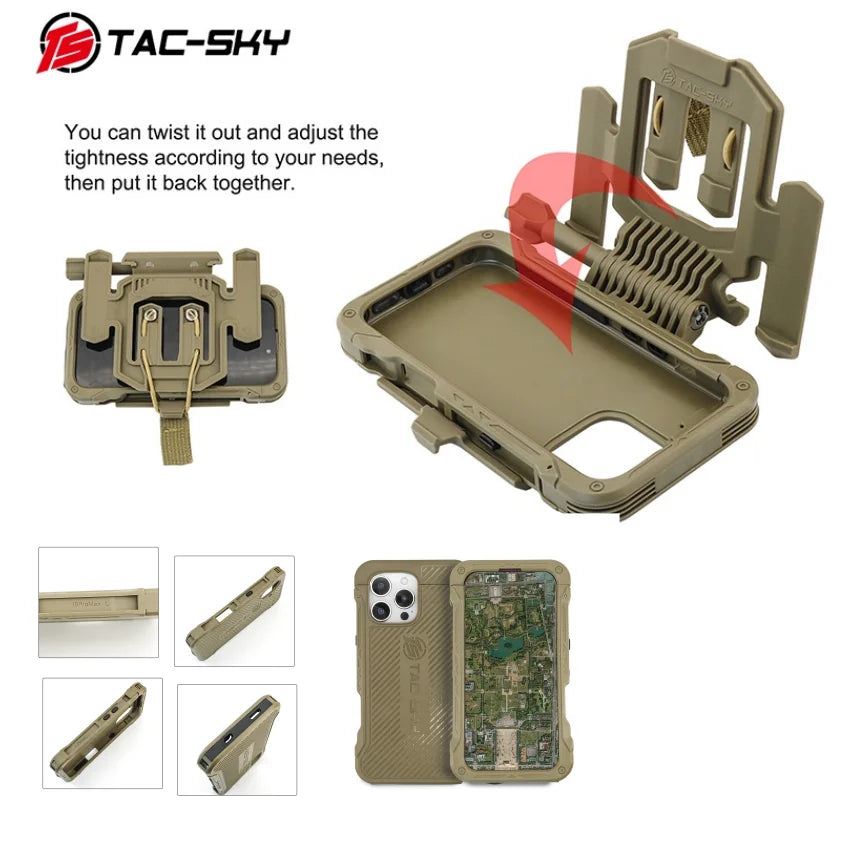TS TAC-SKY Tactical Phone Mount Plate for The IPhone 16 Pro Max, for Outdoor Hunting Tactical MOLLE Vest, Drop-resistant Durable
