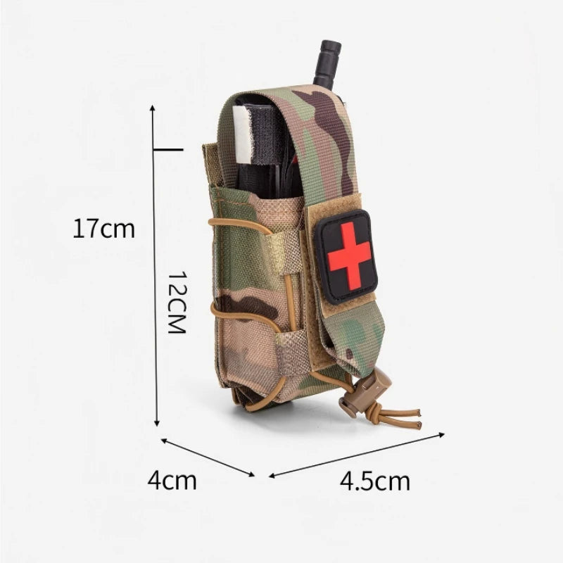 MOLLE Tourniquet Holder IFAK TQ Holder Tactical Medical Pouch Holster First Aid Kit Cross Patch/Bungee Cord