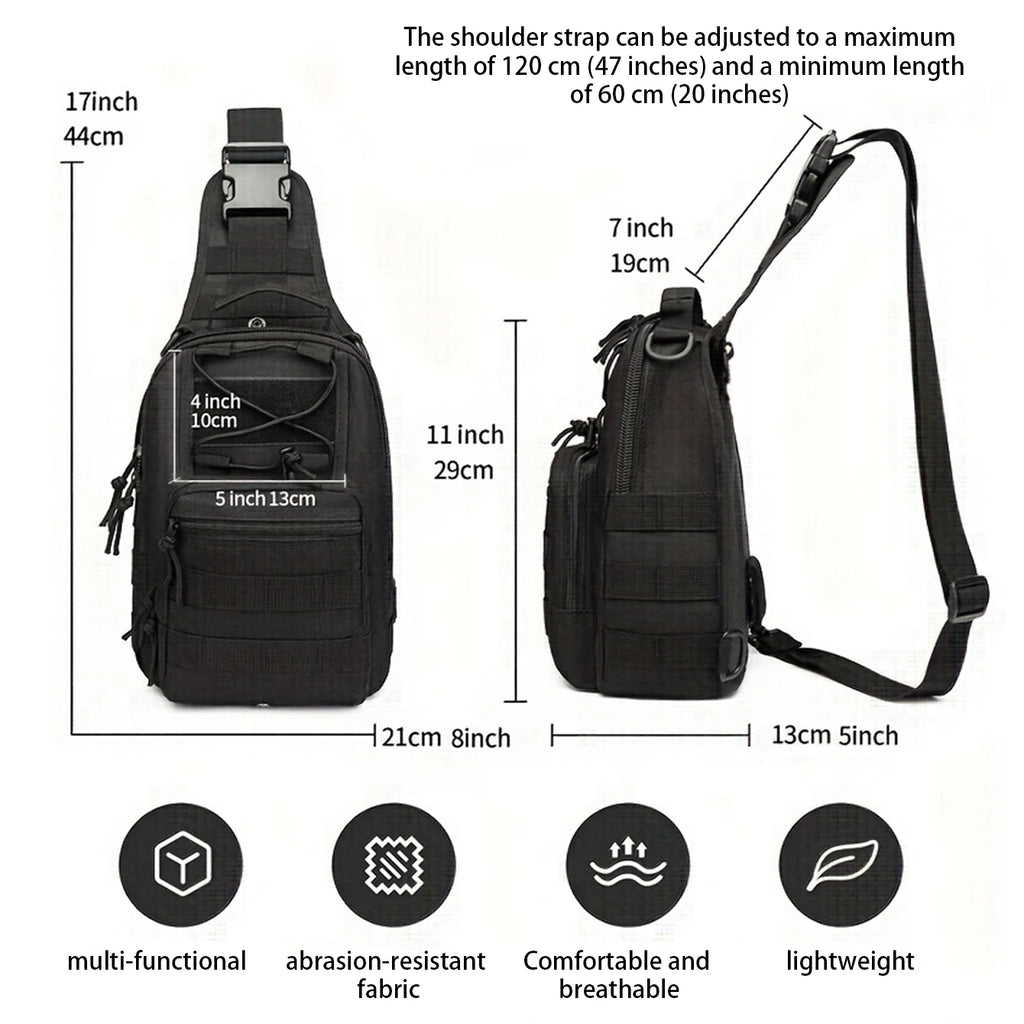 Outdoor multi-functional chest bag MOLLE messenger bag for commuting, cycling, and hiking