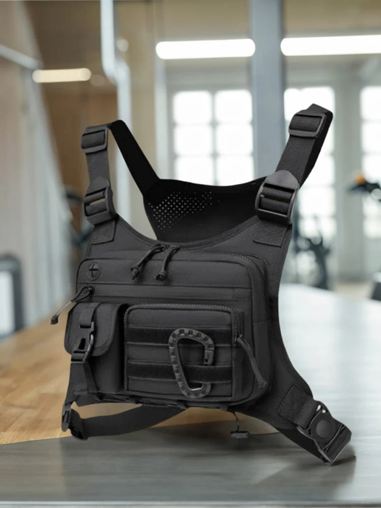 Outdoor Cycling Chest Bag Large Capacity Trendy Functional Backpack Multi Pocket Multifunctional Vest Chest Bag Work Backpack