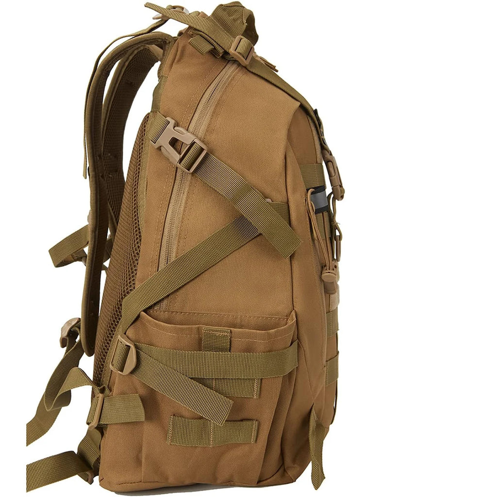 35L Tactical Hunting Backpack for Men with MOLLE System & Reflective Strip, Outdoor Hiking Rucksack with Dual Cup Holders & Compression Straps, Deer Bow Archery Elk Waterfowl Hunting Gear Bag