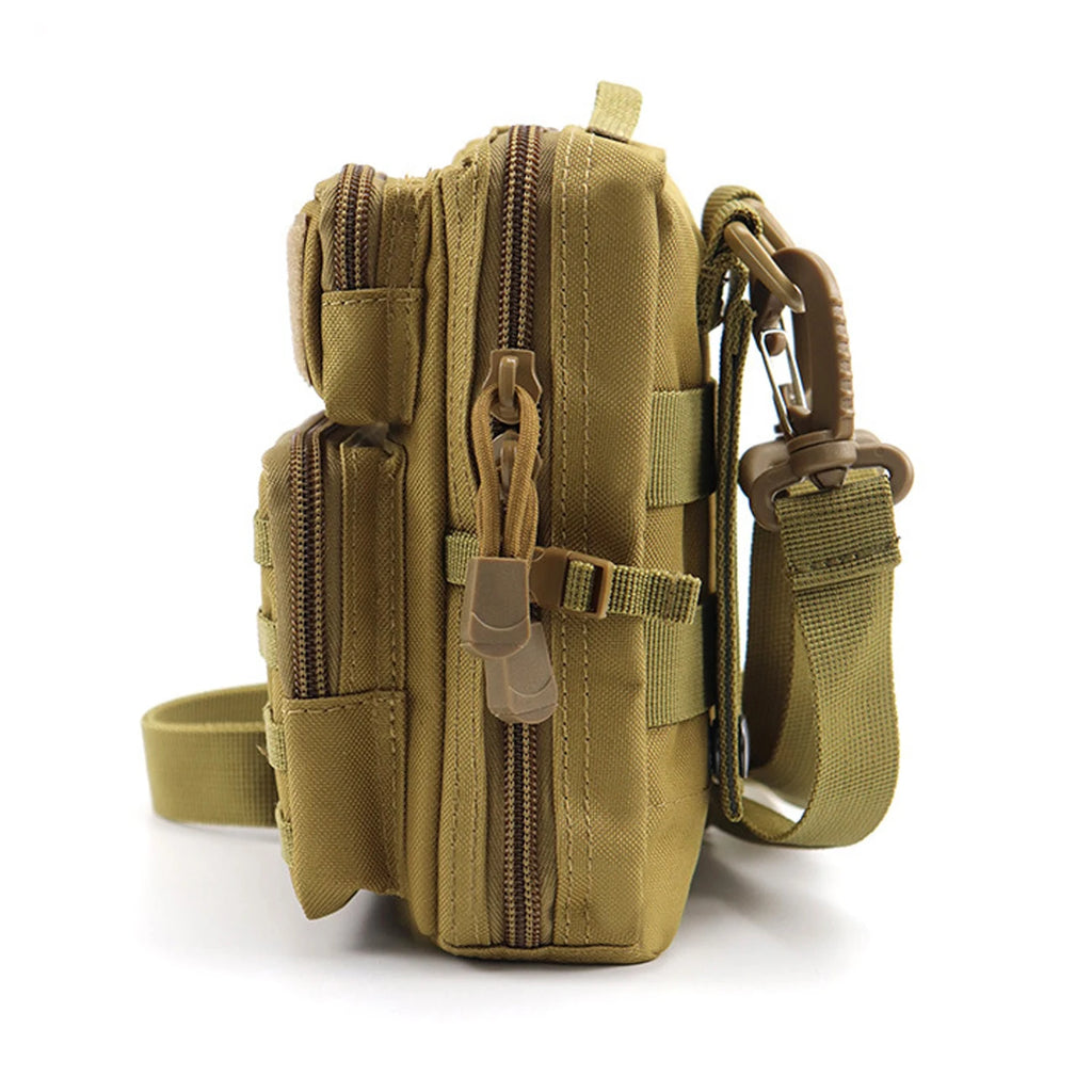 Double zipper 2L space storage bag with layered design, reinforced webbing buckle on the right side, can tighten the bag body