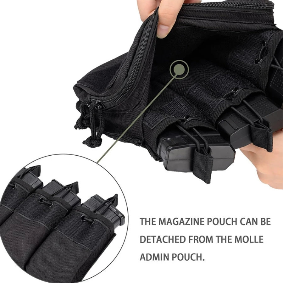 Outdoor Tactical MOLLE Camo Nylon Open Top Triple Magazine Pouch for Airsoft Paintball Shooting Hunting