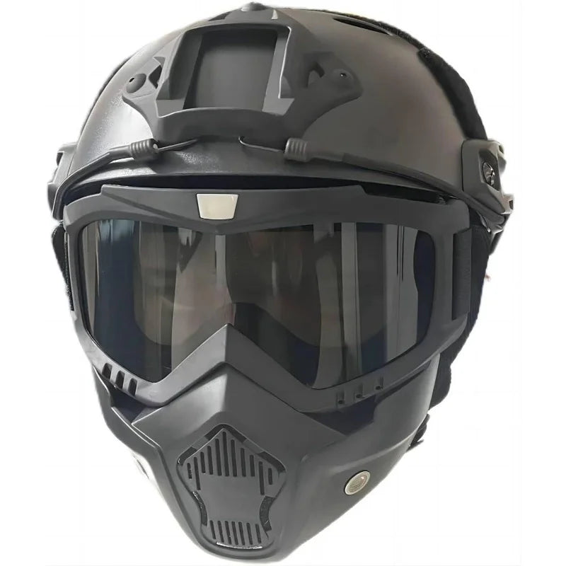 Tactical Full Face Helmet FAST ABS with Detachable Goggles & NVG Bracket, Airsoft CS Military Protective Mask Gear for Outdoor W