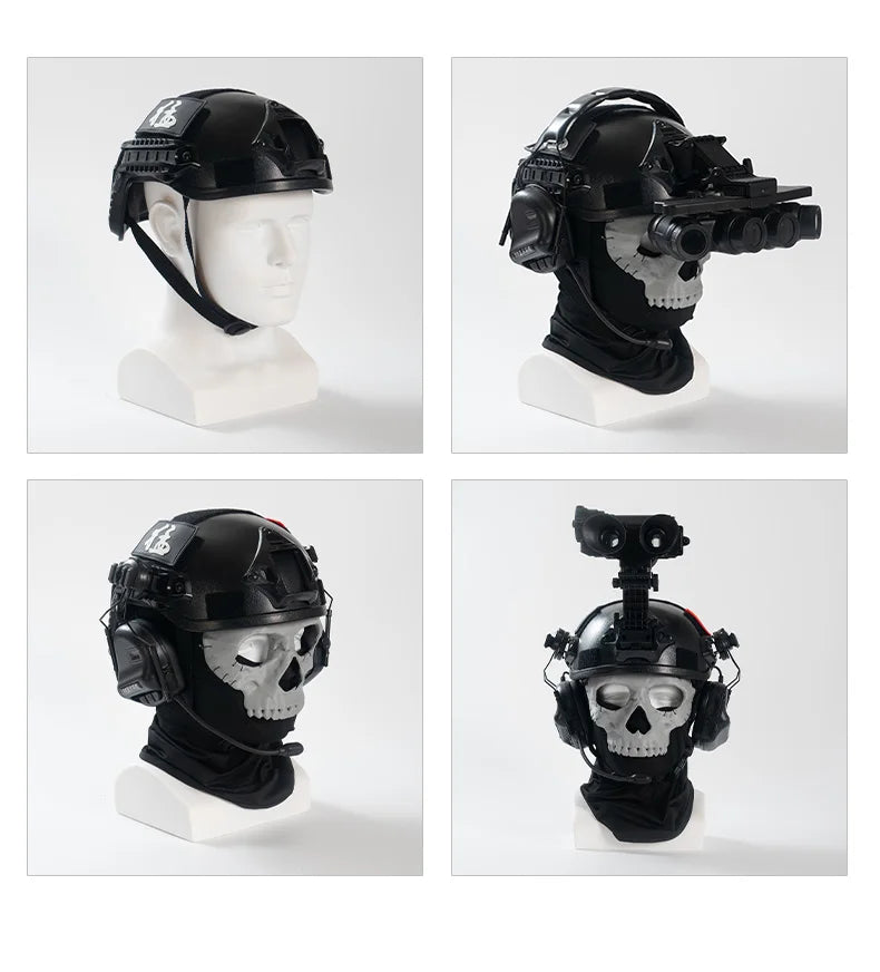 Children's Tactical Helmet Set with Night Vision Goggles Bluetooth Headset Ghost Mask Cod Cosplay Helmet Kit for Kid's Gifts