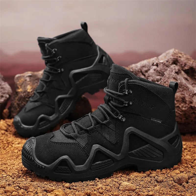 Mens Hiking Boots Outdoor Mountain Desert Walking Non Slip Stability Grip Autumn Winter Outdoor Sports High Top Boots for Man