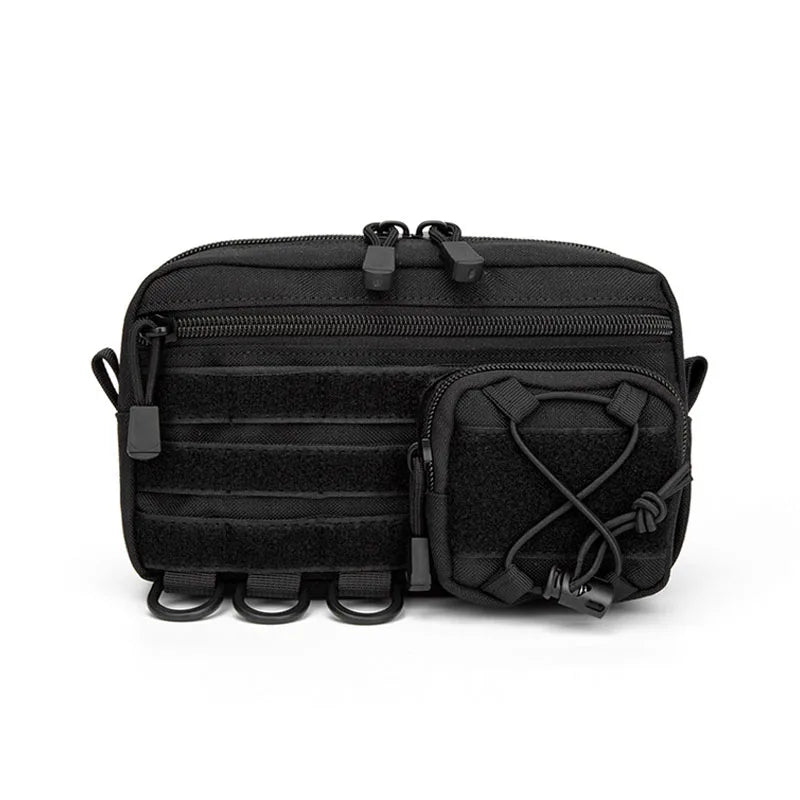 Tactical Molle Horizontal Admin Pouch with Front Drawstring Pocket EMT Pouch EDC Utility Orgaznier Bag Hunting Fanny Pack