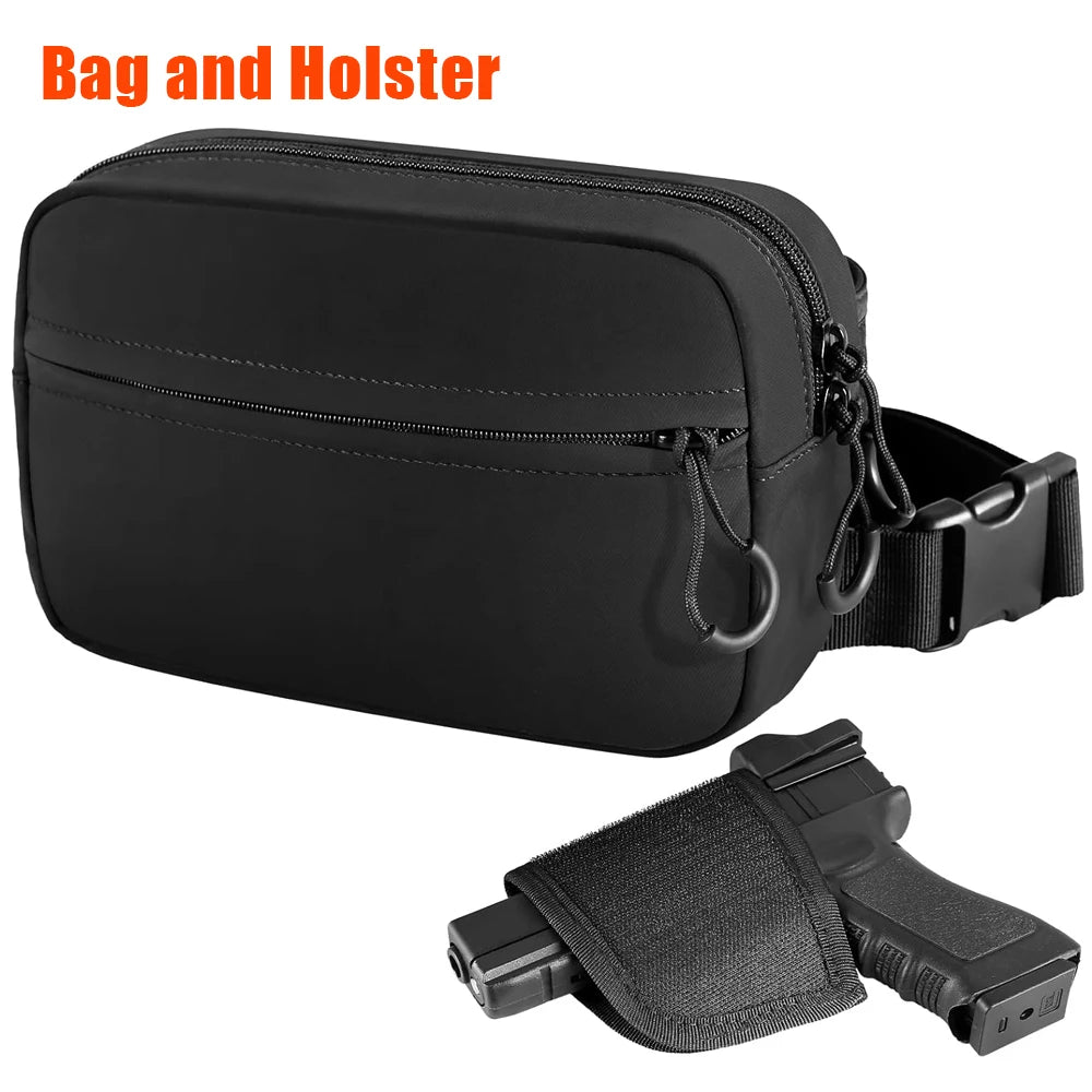 Concealed Carry Gun Bag Pistol Handgun Waist Holder Pouch Tactical EDC Fanny Pack with Gun Holster Universal Shoulder Gun Bag