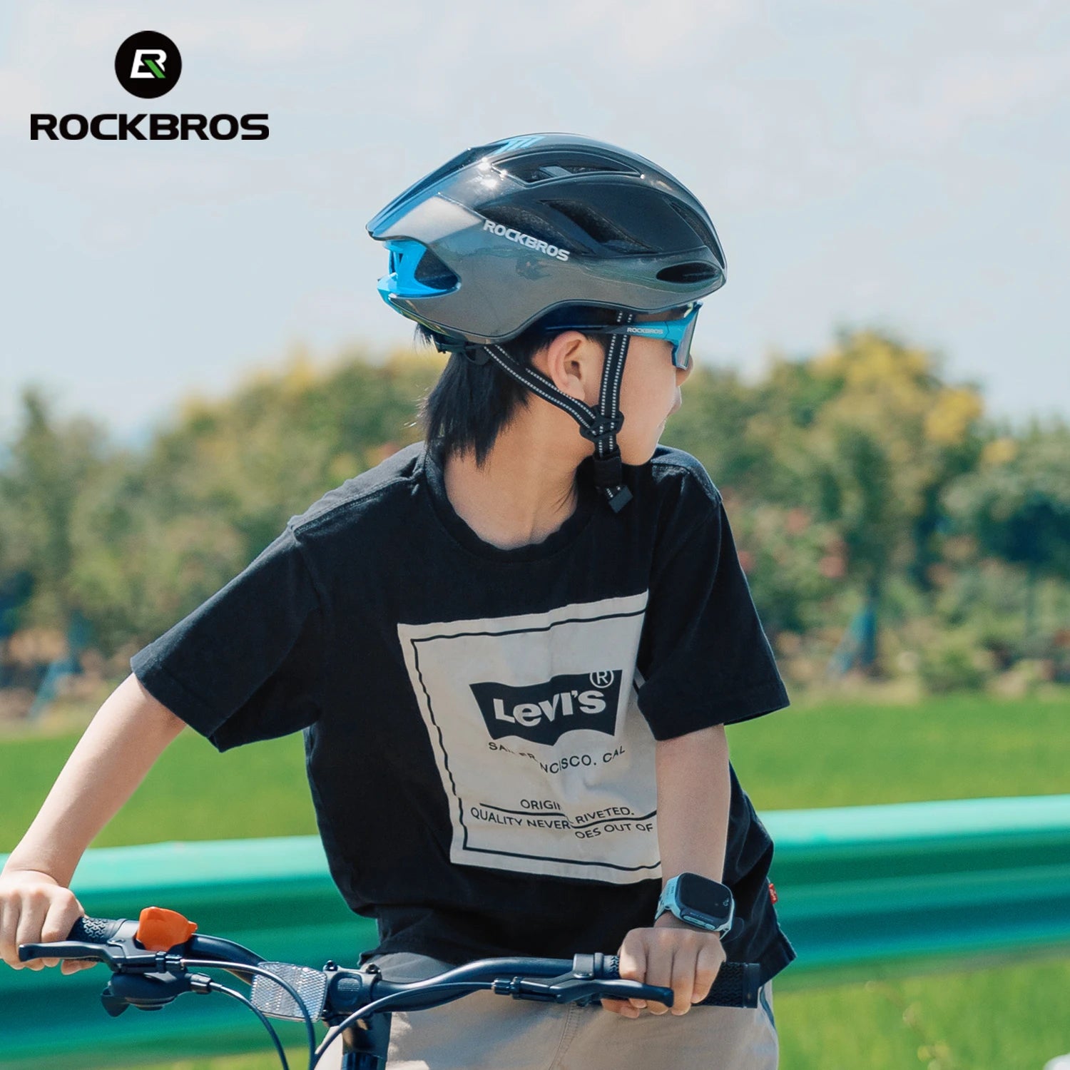 ROCKBROS Children's Cycling Helmet Breathable Lightweight High-Density Foam Helmet One-Piece Molde Shock Absorption Youth Helmet