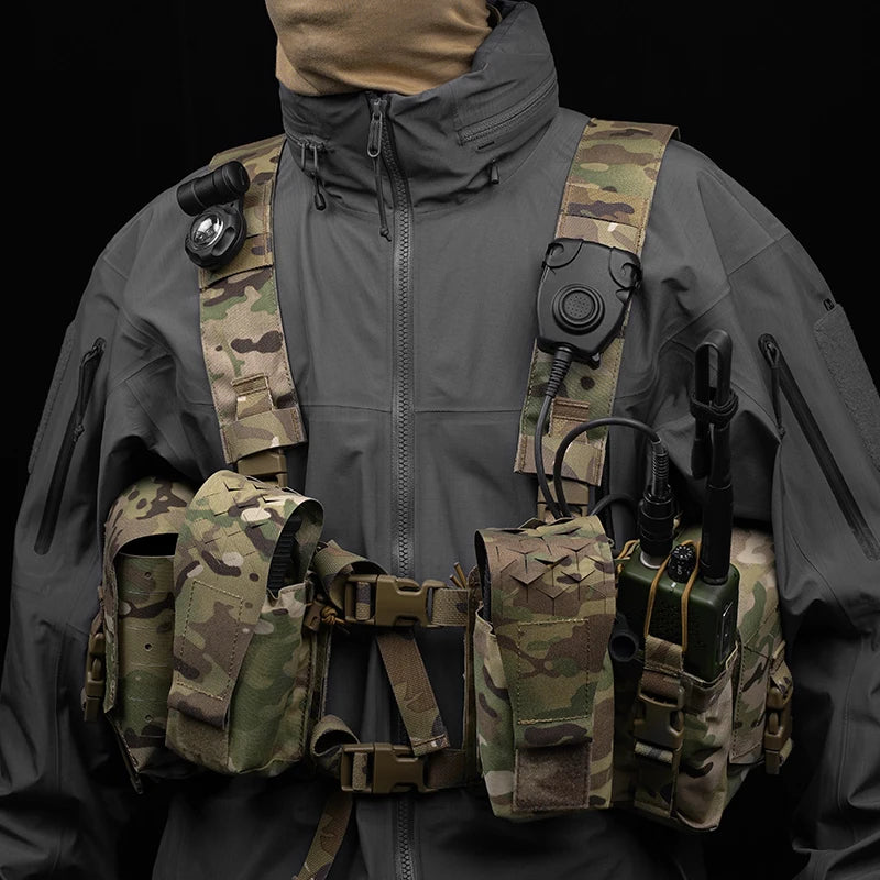 Tactical Alpha Chest Rig with SS Style Expansion Pouch Quick Release 34 Split Chassis Cut Molle Mount Magazine Airsoft Equipment