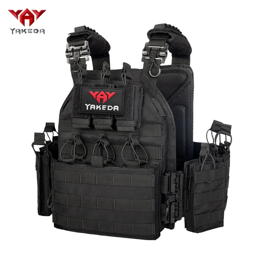 YAKEDA waist and shoulder straps with quick release buckles, MOLLE system with multiple accessories package hunting vest