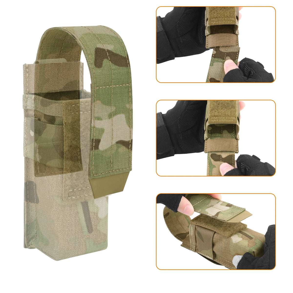KRYDEX Tactical Flashlight Holster Pouch Low Profile Modular Multi-Function Tool Bag MOLLE PALS + Belt System