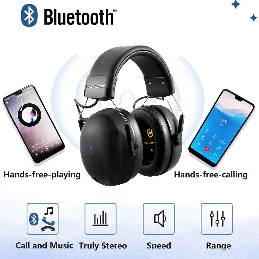 YHKEMA EB20 Bluetooth Hearing Protection Headset Comfortable Earmuffs AUX Mode Noise Reduction Headphones