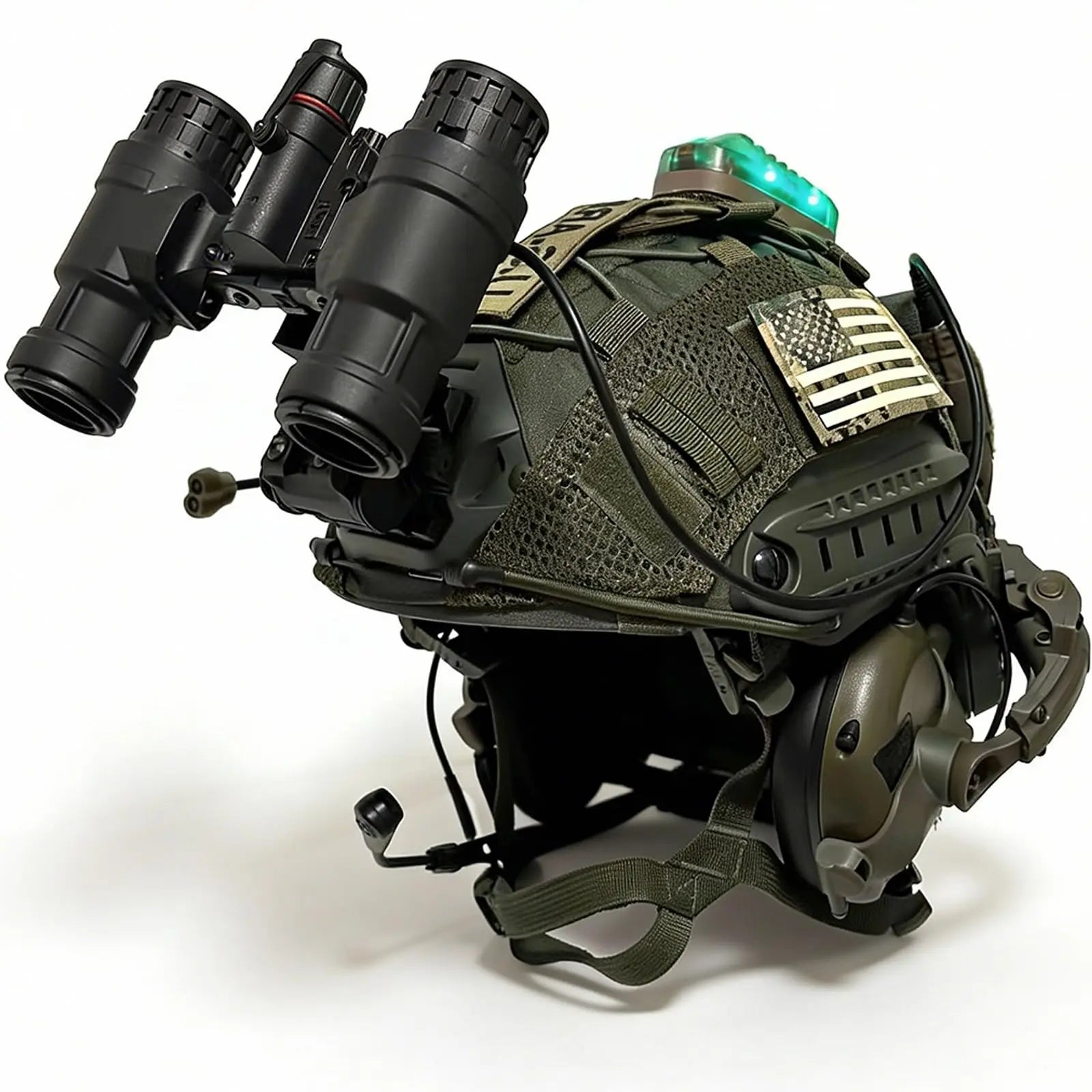 Tactical FAST Helmet Set Military Airsoft Bump Helmet 9-in-1 Set with Headphones Lighting for CS Paintball Outdoor Field Cosplay