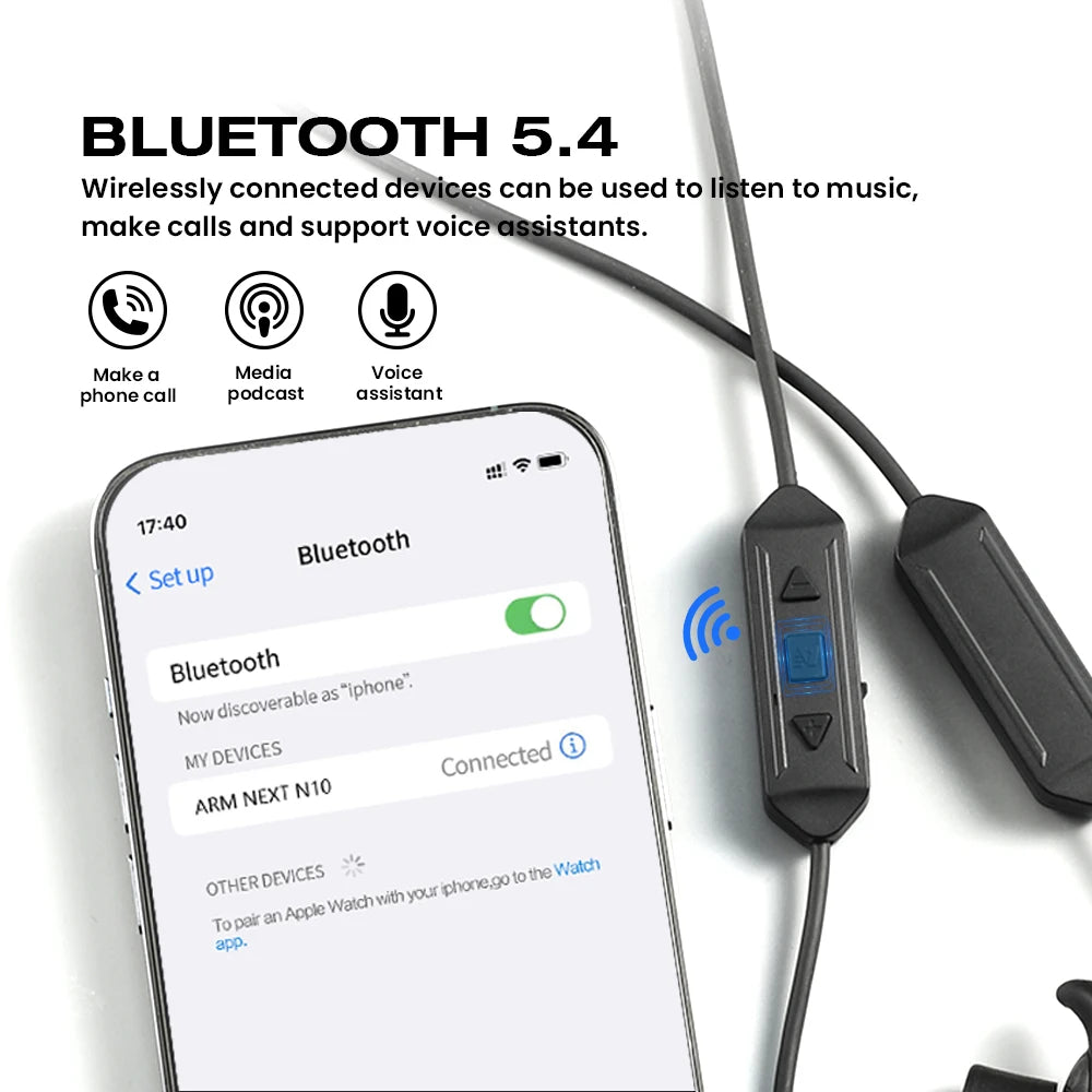 N10 Shooting Ear Protection –Black -Hearing Enhancement & Noise Isolation Bluetooth Earbuds – 5X Hearing Protection for Shooting