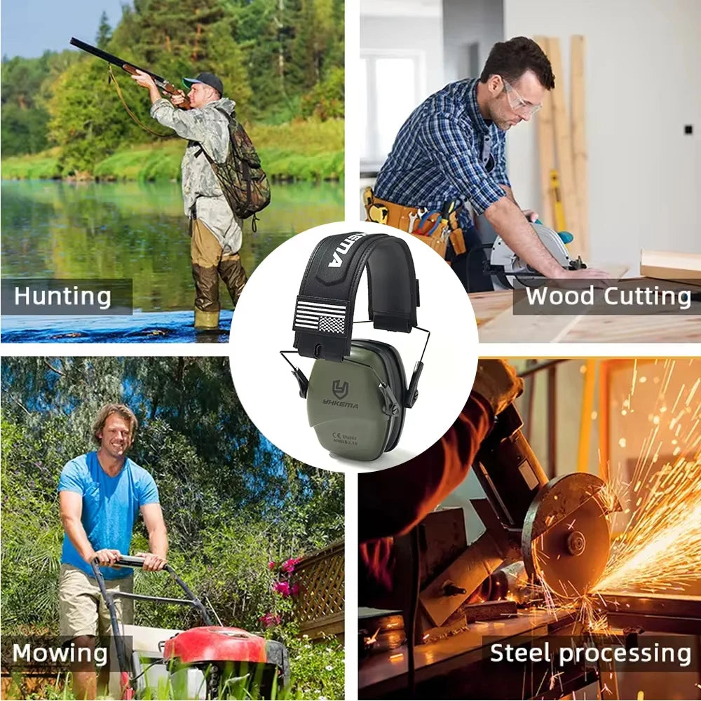 YHKEMA Anti-Noise Shooting Earmuff Tactical Headset Hunting Folding Ear Defenders Ear Protector Hearing Protection Soundproof