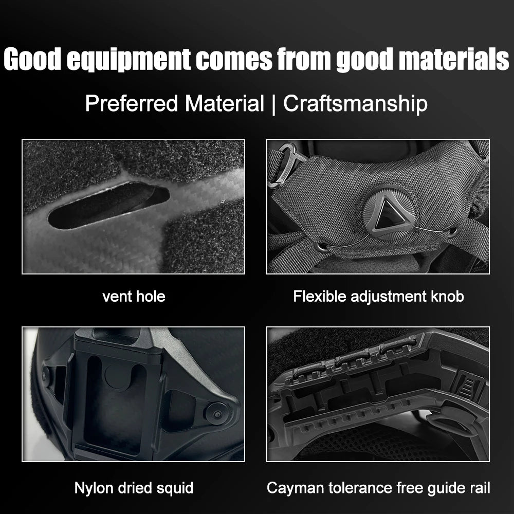 Caiman Carbon Fiber Tactical Helmet - Lightweight, Breathable, Impact Resistant for Training, Rescue, Climbing & Cycling