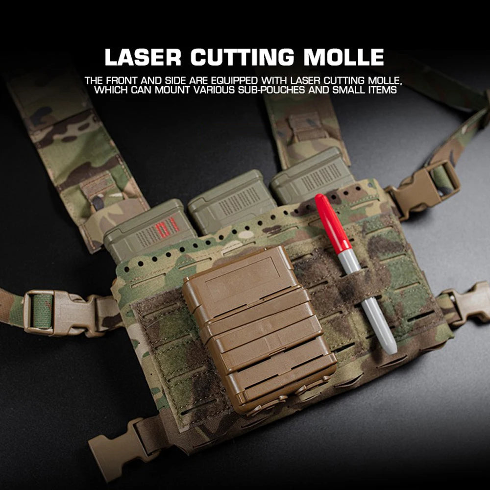 Tactical Modular Chest Rig MK5 Molle System Mag Pouch Front Flap Airsoft Hunting Lightweight Adjustable Gear