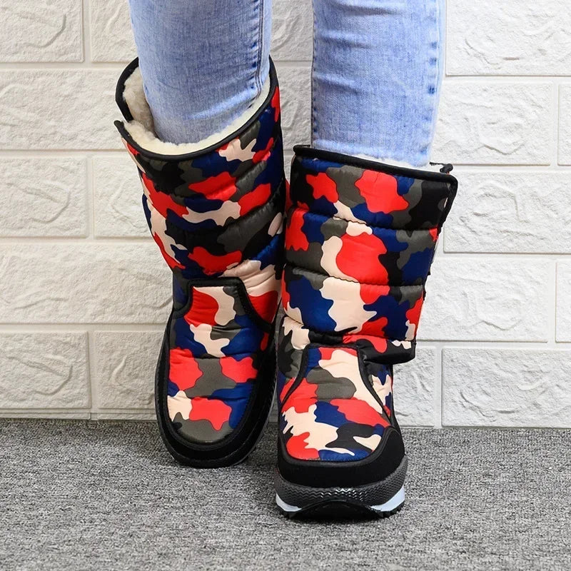Men's Women's Snow Boots New Plush Warm Comfortable Couple Cotton Shoes Outdoor Fishing Anti Slip Waterproof Casual Shoes 2024