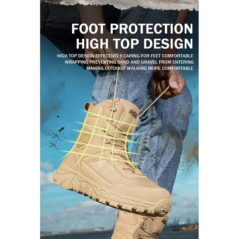 Topfight New Style Men Women Tactical Boots Special Forces Boots Outdoor Hiking Shoes High Tube Combat Ankle Boots Size 39-46
