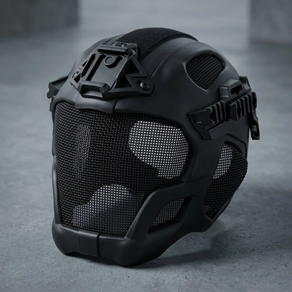Tactical Airsoft Helmet Full Face Mask Heavy Duty Headgear for Paintball Shooting Training Motorcycle Outdoor Helmets