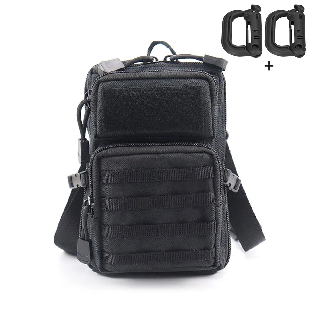 Double zipper 2L space storage bag with layered design, reinforced webbing buckle on the right side, can tighten the bag body